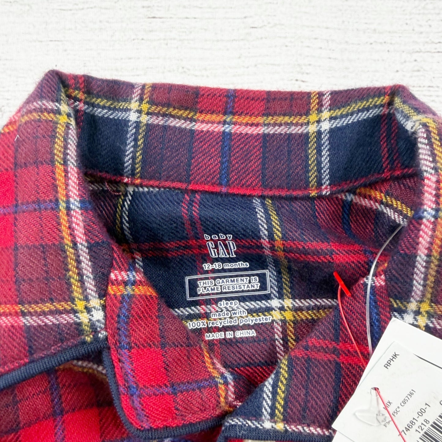 Baby Gap Toddler Flannel Pajama Set Plaid Button Up NWT 12-18 Months
