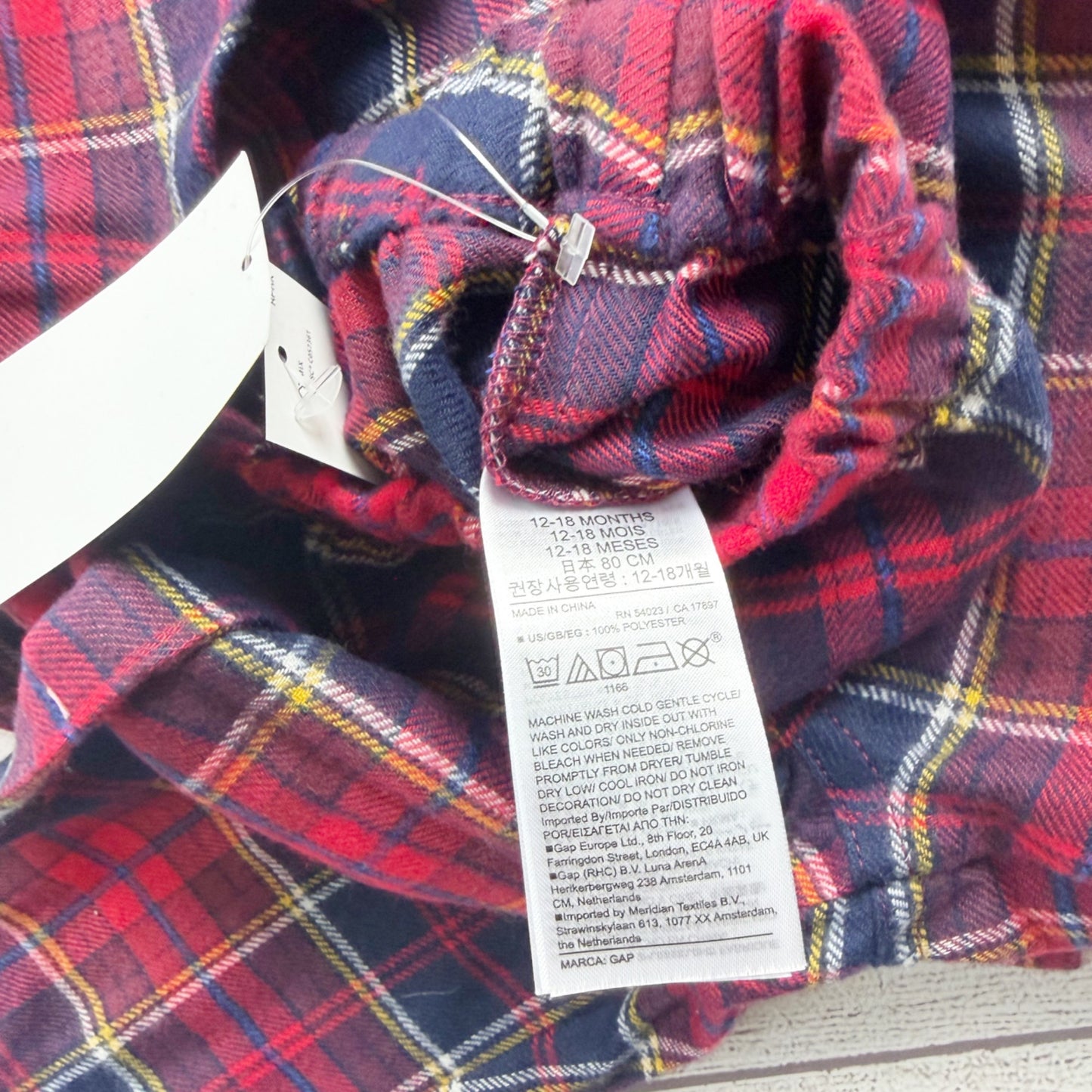 Baby Gap Toddler Flannel Pajama Set Plaid Button Up NWT 12-18 Months