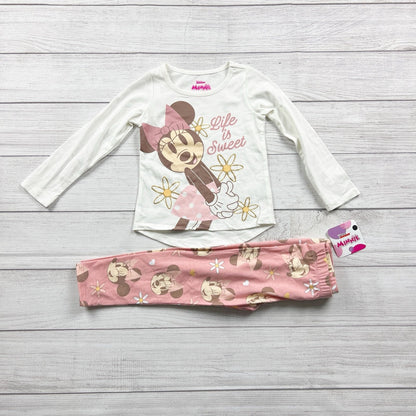 Disney Minnie Toddler Outfit Set “Life is Sweet” Minnie Print Leggings NWT 3T