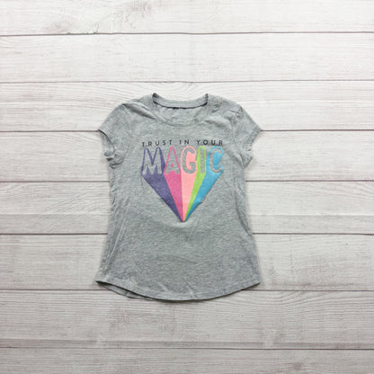 justice Trust In Your Magic Girls Graphic T-Shirt Gray Short Sleeve 6