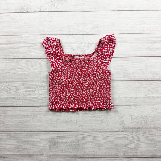 Sugar & Jade Smocked Red Floral Print Top Sleeveless Daisy Detail M