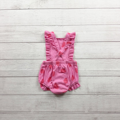 Cat & Jack Toddler Girl Strawberry Print Ruffle Jumper Romper Pink 12-18 Months