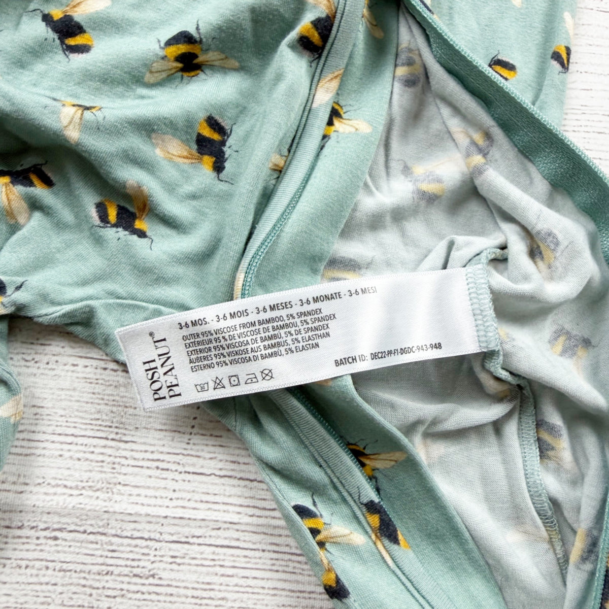 Posh Peanut Baby Bumblebee Bamboo Viscose Zipper Footie Pajamas 3-6 Months