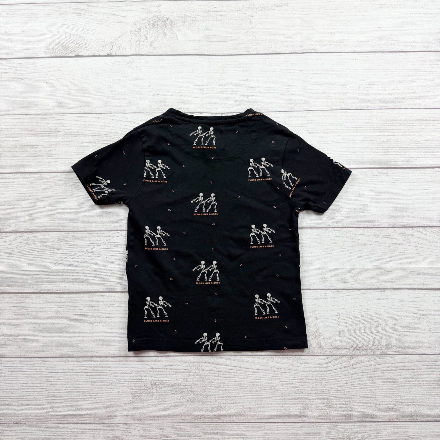Denim & Flower Boys Halloween Skeleton Print T-Shirt Floss Like a Boss Tee 5-6