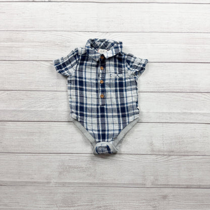Me & Henry Baby Bodysuit Plaid Collared Shirt-Style One-Piece 12-18 Months