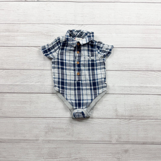 Me & Henry Baby Bodysuit Plaid Collared Shirt-Style One-Piece 12-18 Months