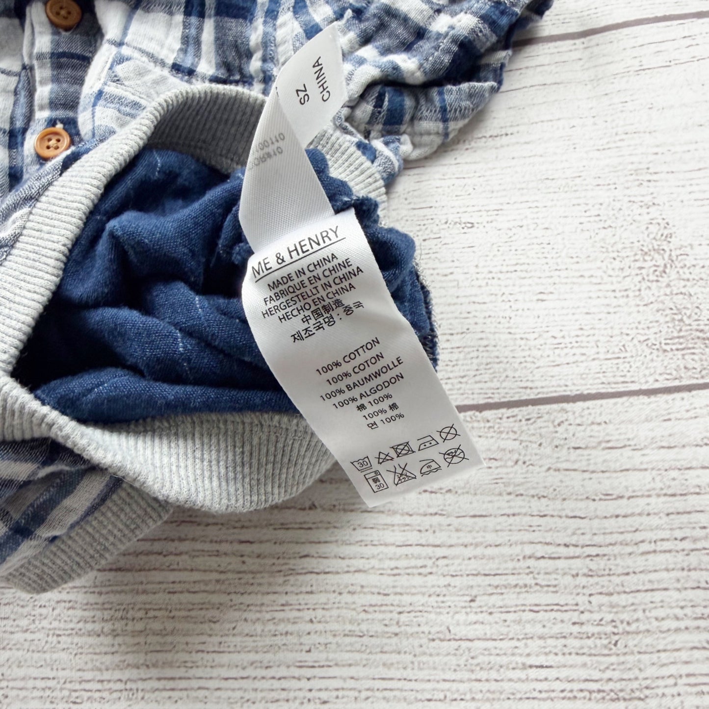 Me & Henry Baby Bodysuit Plaid Collared Shirt-Style One-Piece 12-18 Months