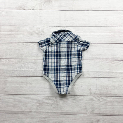 Me & Henry Baby Bodysuit Plaid Collared Shirt-Style One-Piece 12-18 Months