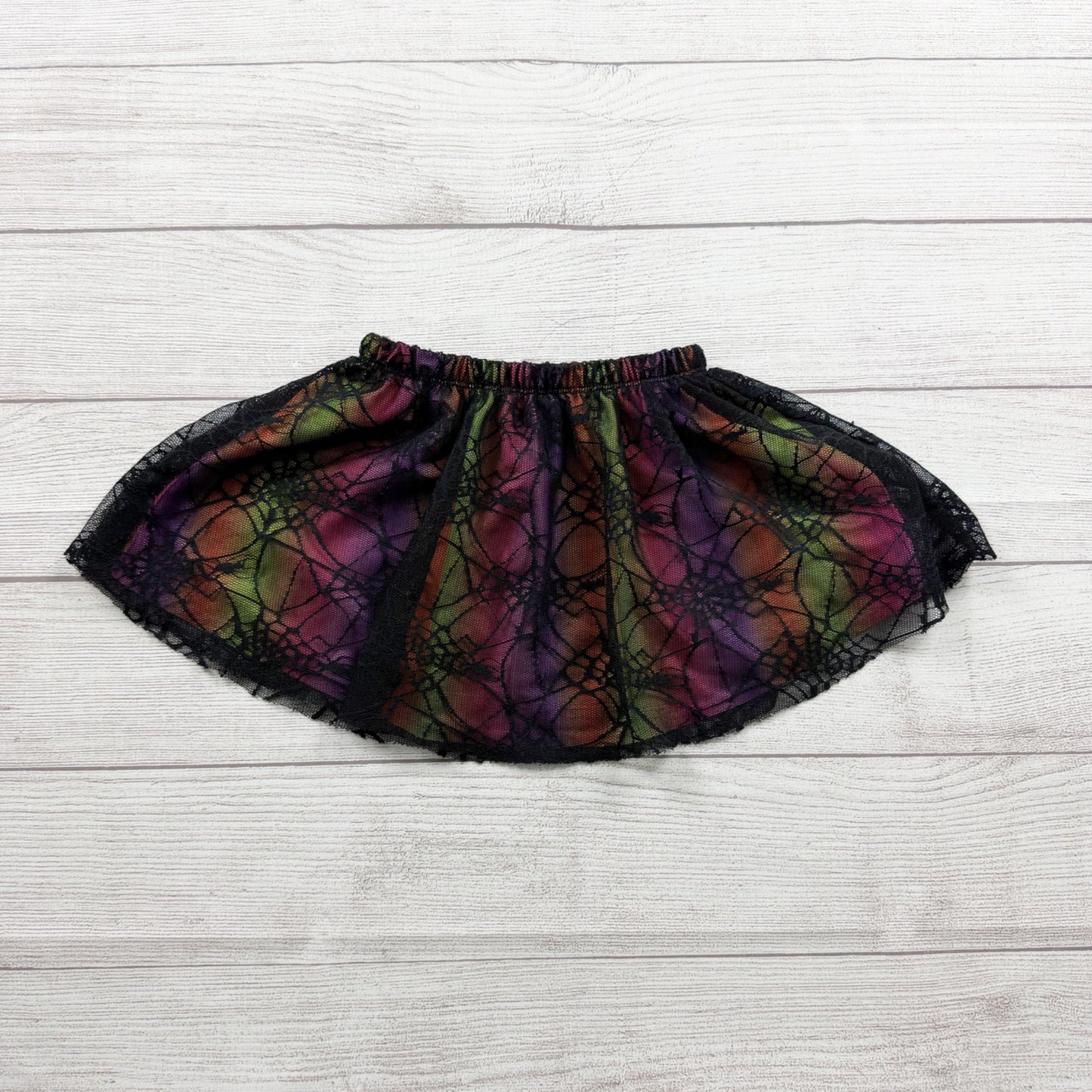 Toddler Halloween Tutu Skirt Spiderweb Print Black Overlay Costume Skirt 2T