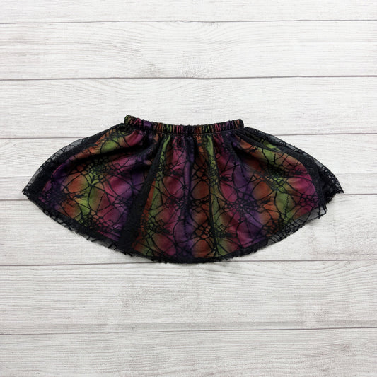 Toddler Halloween Tutu Skirt Spiderweb Print Black Overlay Costume Skirt 2T
