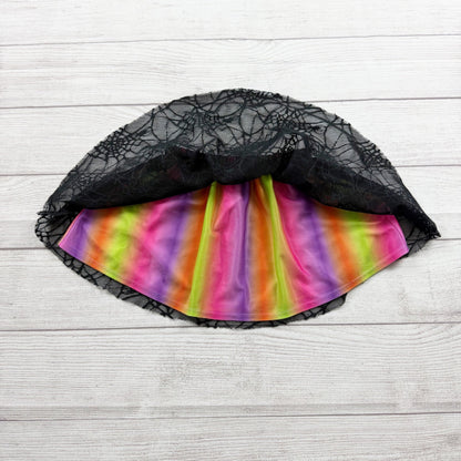 Toddler Halloween Tutu Skirt Spiderweb Print Black Overlay Costume Skirt 2T
