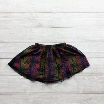 Toddler Halloween Tutu Skirt Spiderweb Print Black Overlay Costume Skirt 2T