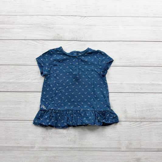 Ralph Lauren Baby Girl Shirt Floral Print Short Sleeve Peplum Top 12-18 Months