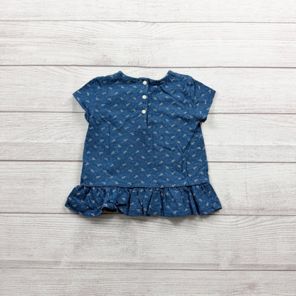 Ralph Lauren Baby Girl Shirt Floral Print Short Sleeve Peplum Top 12-18 Months
