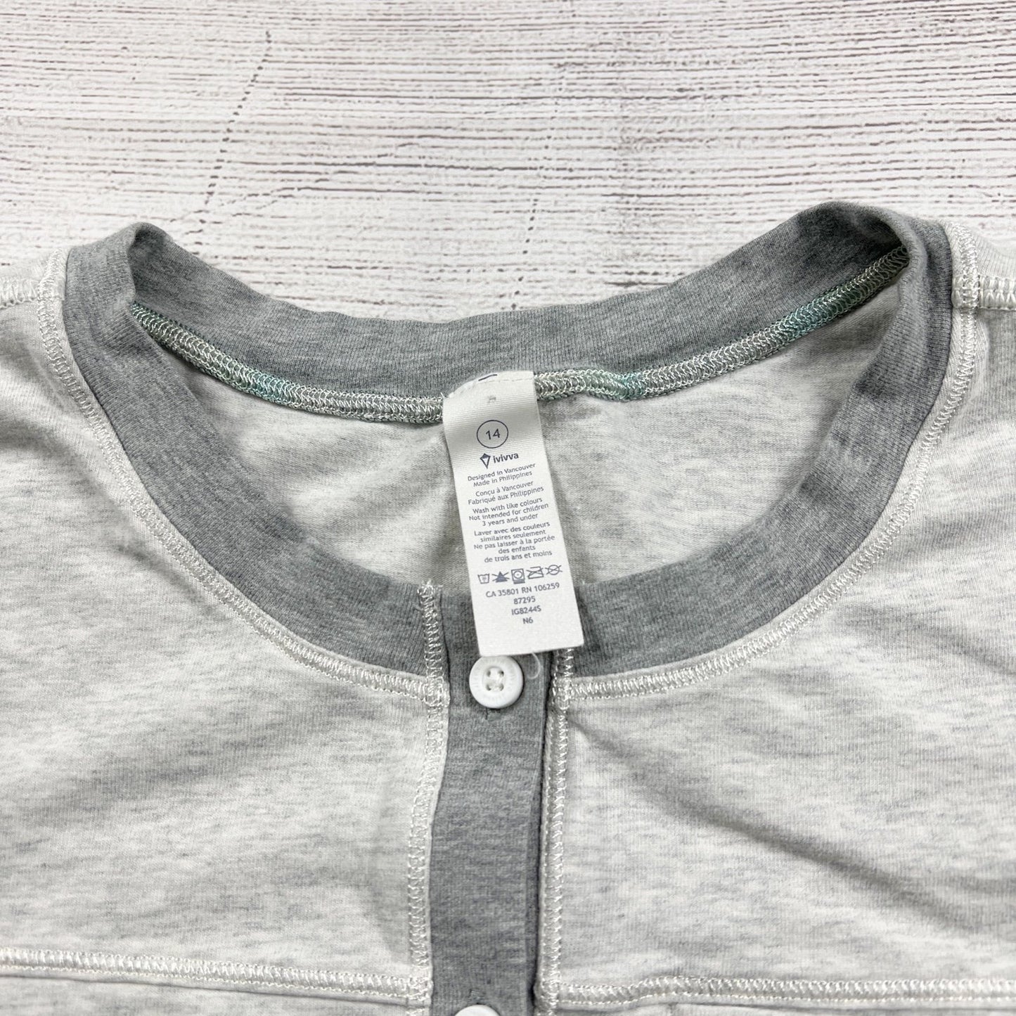 Lululemon Ivivva Girls Gray Short Sleeve Button Romper Stretchy Comfort 14
