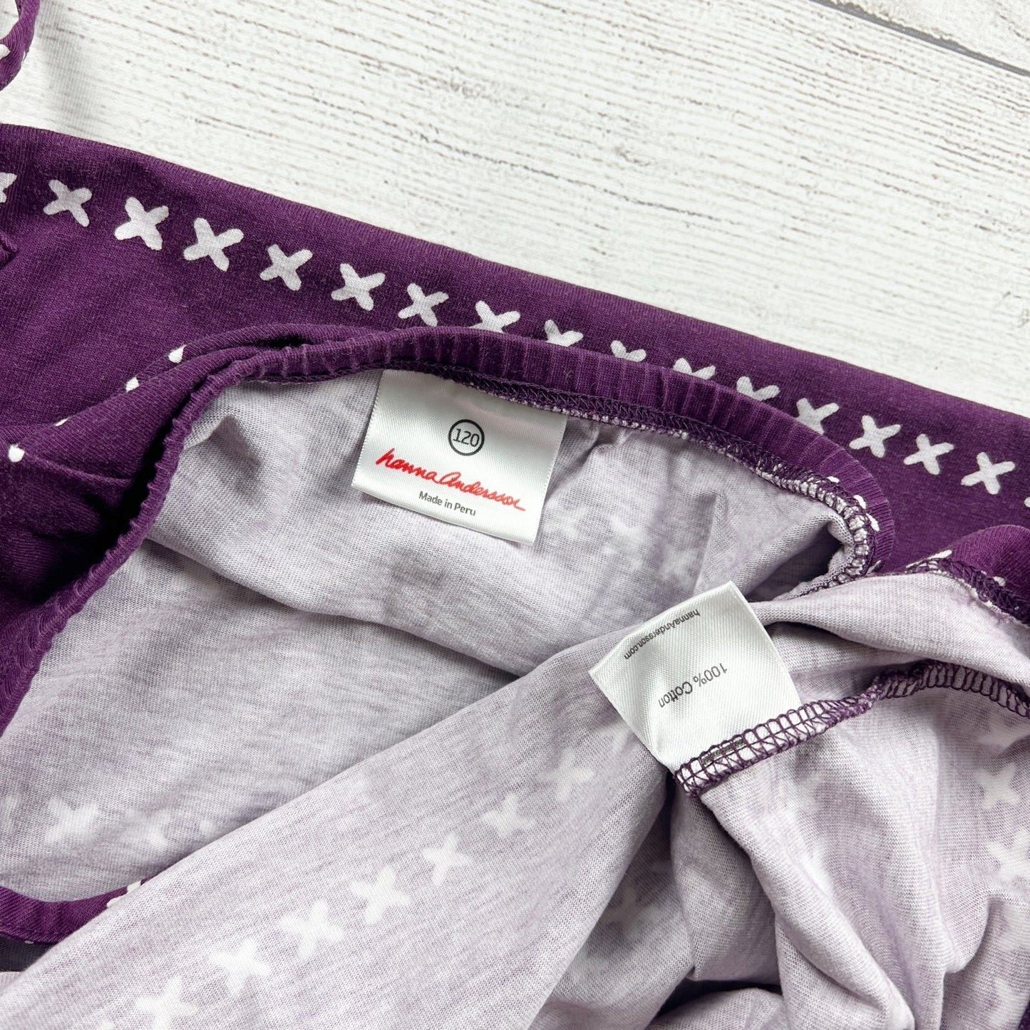 Hanna Andersson Halter Dress Purple White Pattern Stripe 120 S 6-7
