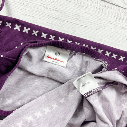 Hanna Andersson Halter Dress Purple White Pattern Stripe 120 S 6-7