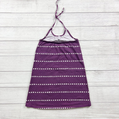 Hanna Andersson Halter Dress Purple White Pattern Stripe 120 S 6-7
