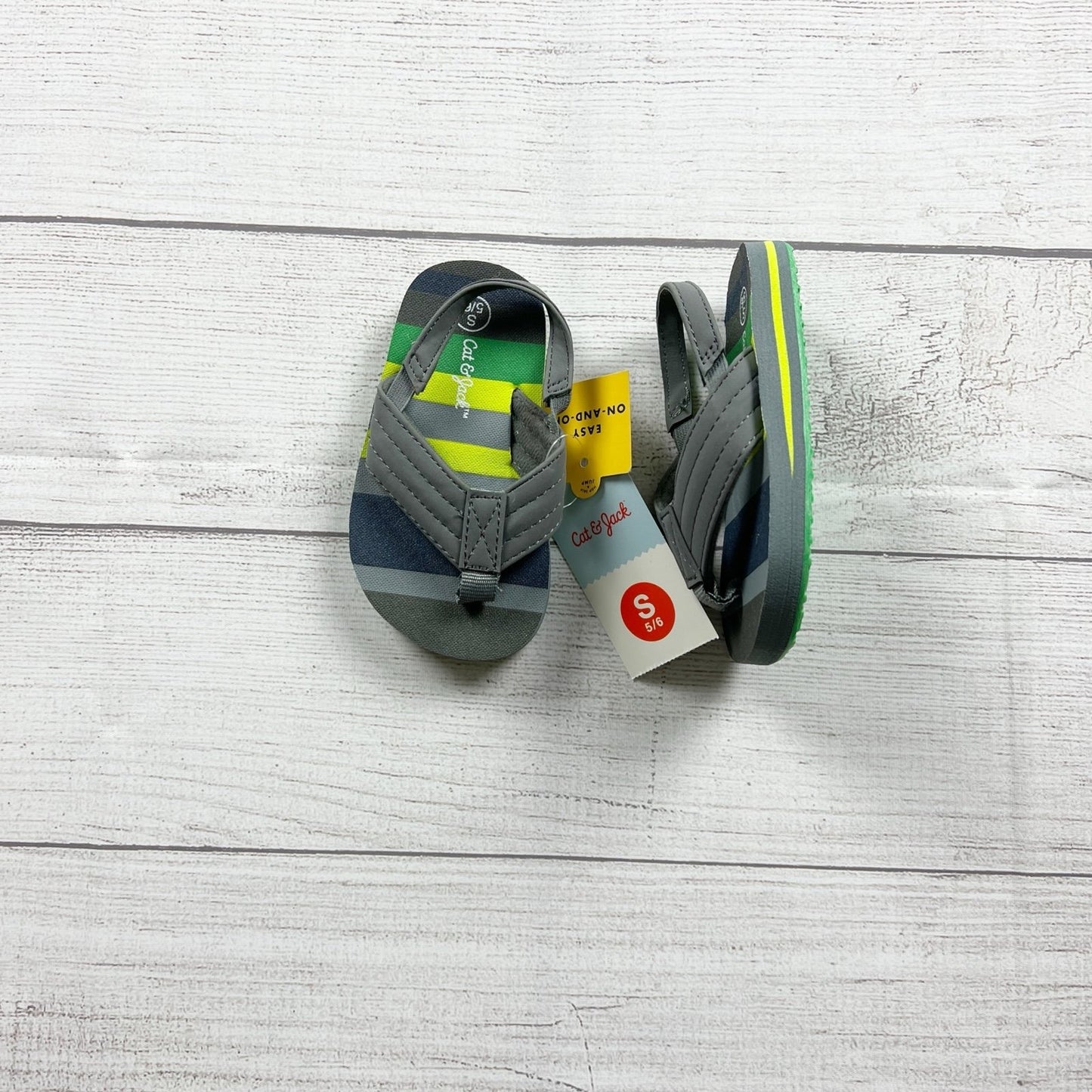 Cat & Jack Toddler Flip Flops Stripe Sandals Summer Shoes NWT 5-6