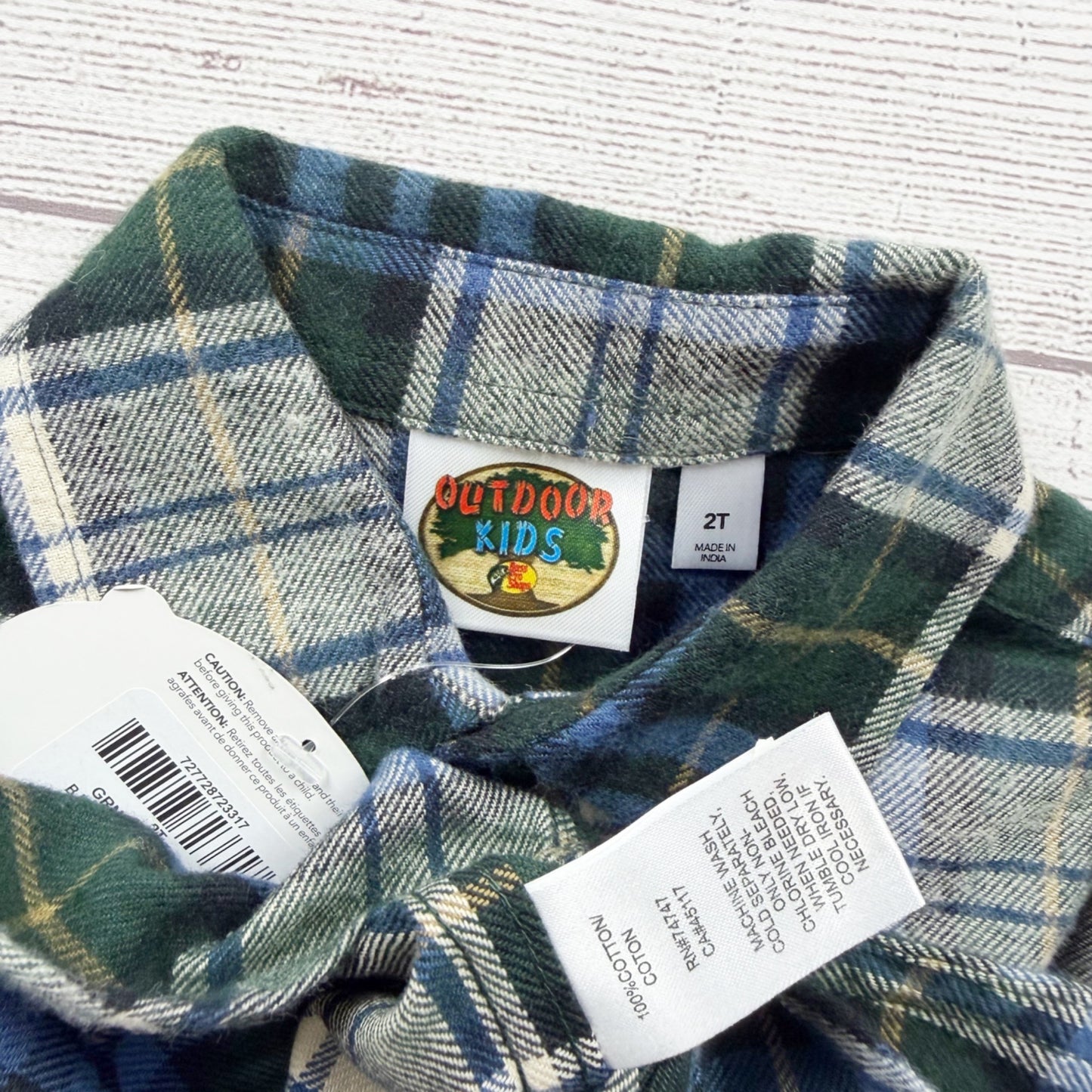 Bass Pro Outdoor Kids Toddler Flannel Shirt Plaid Button Up Long Sleeve NWT 2T