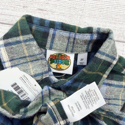 Bass Pro Outdoor Kids Toddler Flannel Shirt Plaid Button Up Long Sleeve NWT 2T