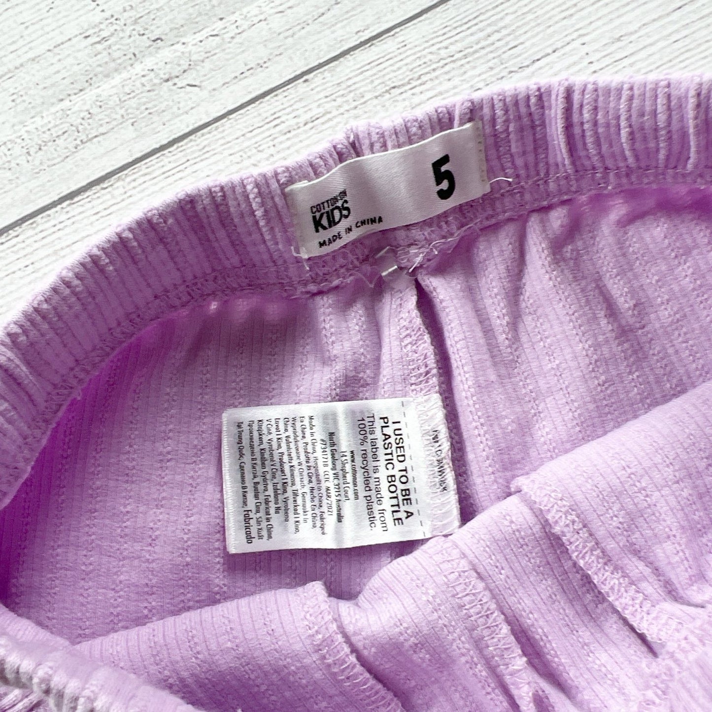Cotton On Kids Girls Shorts Purple Ribbed Pull On Pocket 5