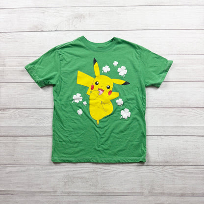 Pokemon Green Pikachu Clover Graphic T-Shirt M