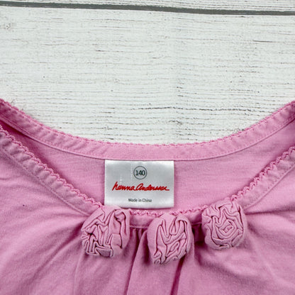 Hanna Andersson Girls Long Sleeve Shirt Top with Rosette Detail Crewneck Tee 10
