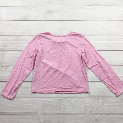 Hanna Andersson Girls Long Sleeve Shirt Top with Rosette Detail Crewneck Tee 10