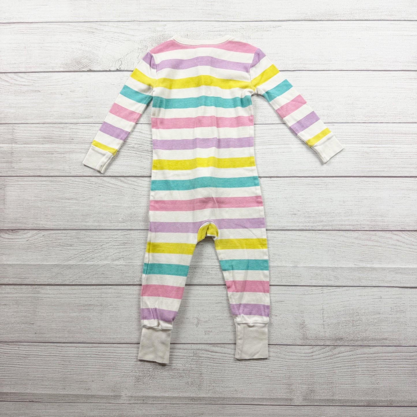Old Navy Striped Zip Sleeper Colorful Pastel Long Sleeve Footless Pajamas 2T
