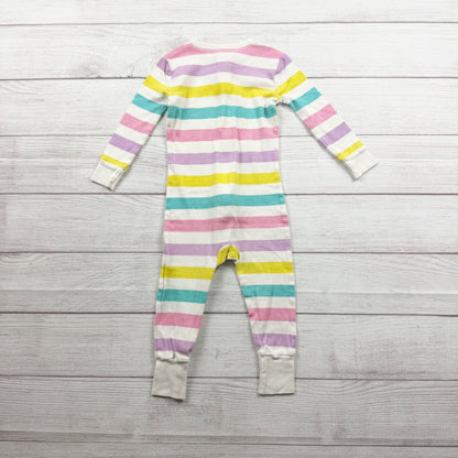 Old Navy Striped Zip Sleeper Colorful Pastel Long Sleeve Footless Pajamas 2T