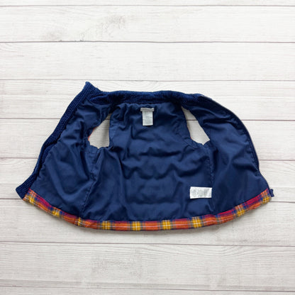 Tahari Kids Plaid Puffer Vest Navy Red Zip Front Lightweight 3T