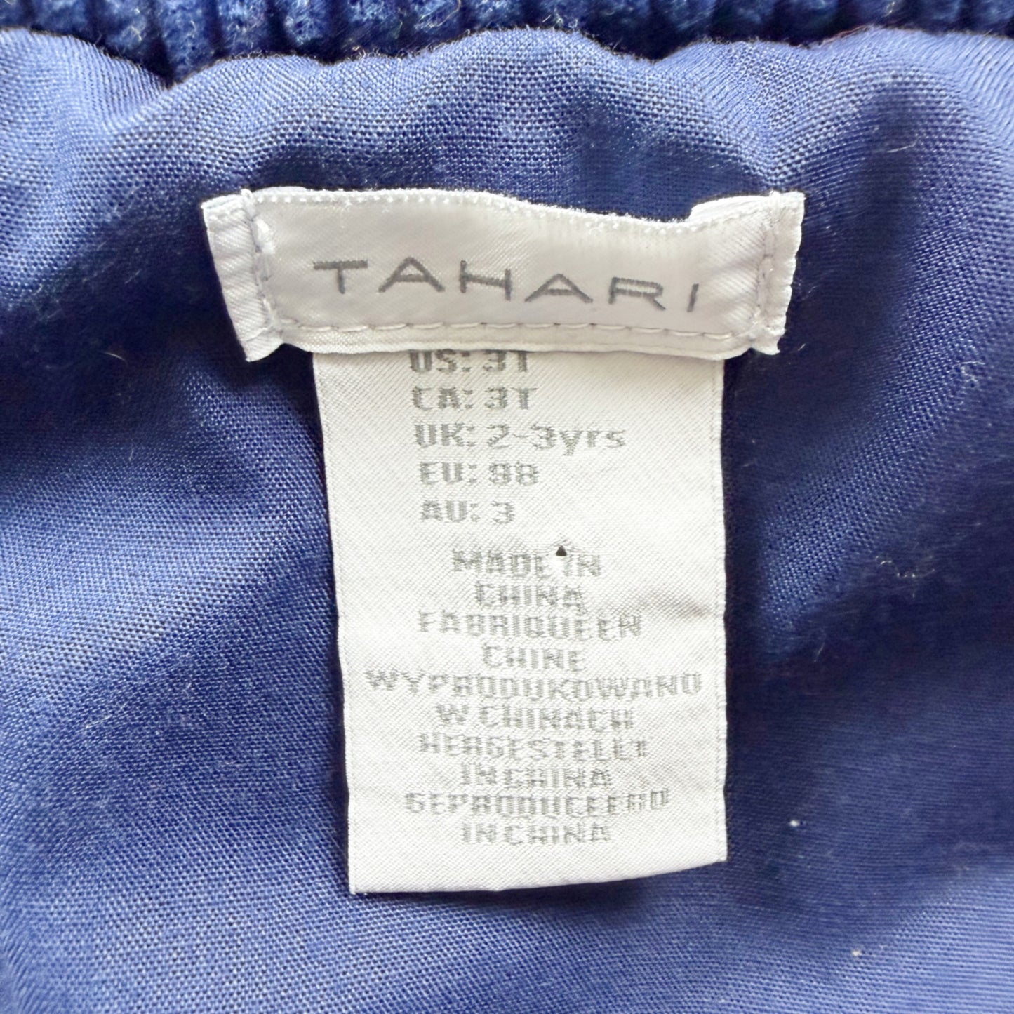 Tahari Kids Plaid Puffer Vest Navy Red Zip Front Lightweight 3T
