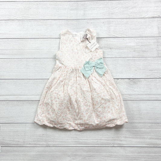 Catherine Malandrino Mini Floral Print Ivory Peach Girls Dress Bow NWT 3T