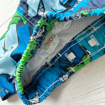 Circo Baby Boy Swim Trunks Shark Print Blue Green Board Shorts 9 Months