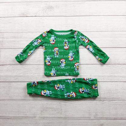 Bluey Green Toddler Holiday Pajama Set Long Sleeve 2 Piece 2T