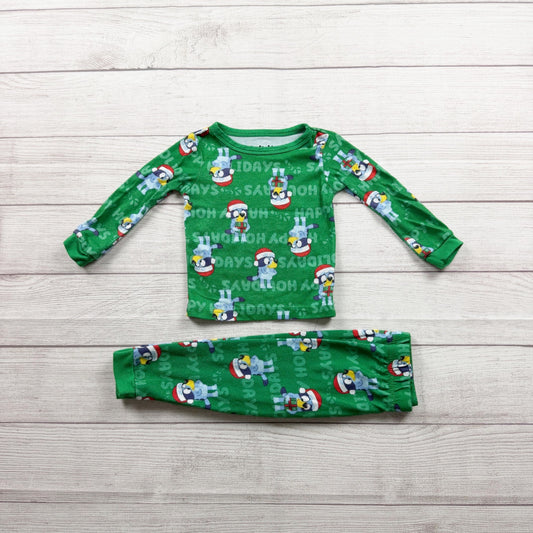 Bluey Green Toddler Holiday Pajama Set Long Sleeve 2 Piece 2T