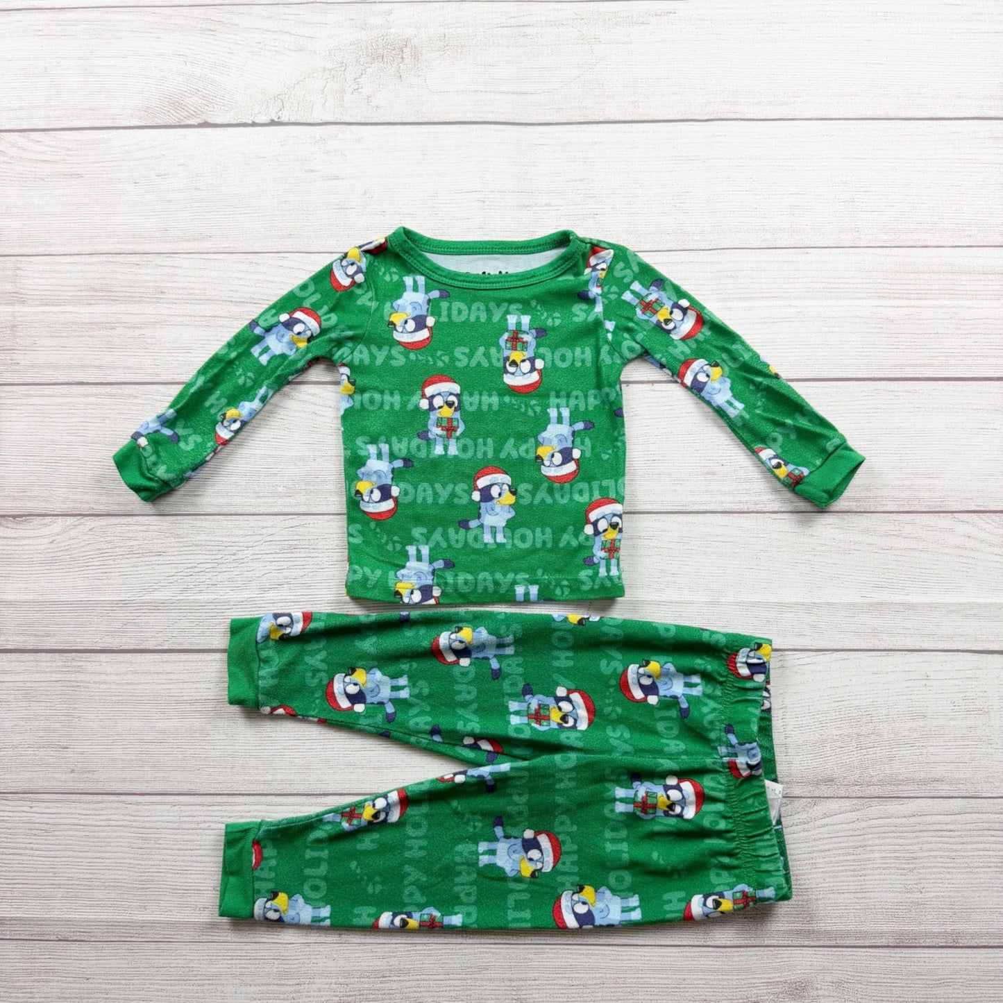 Bluey Green Toddler Holiday Pajama Set Long Sleeve 2 Piece 2T