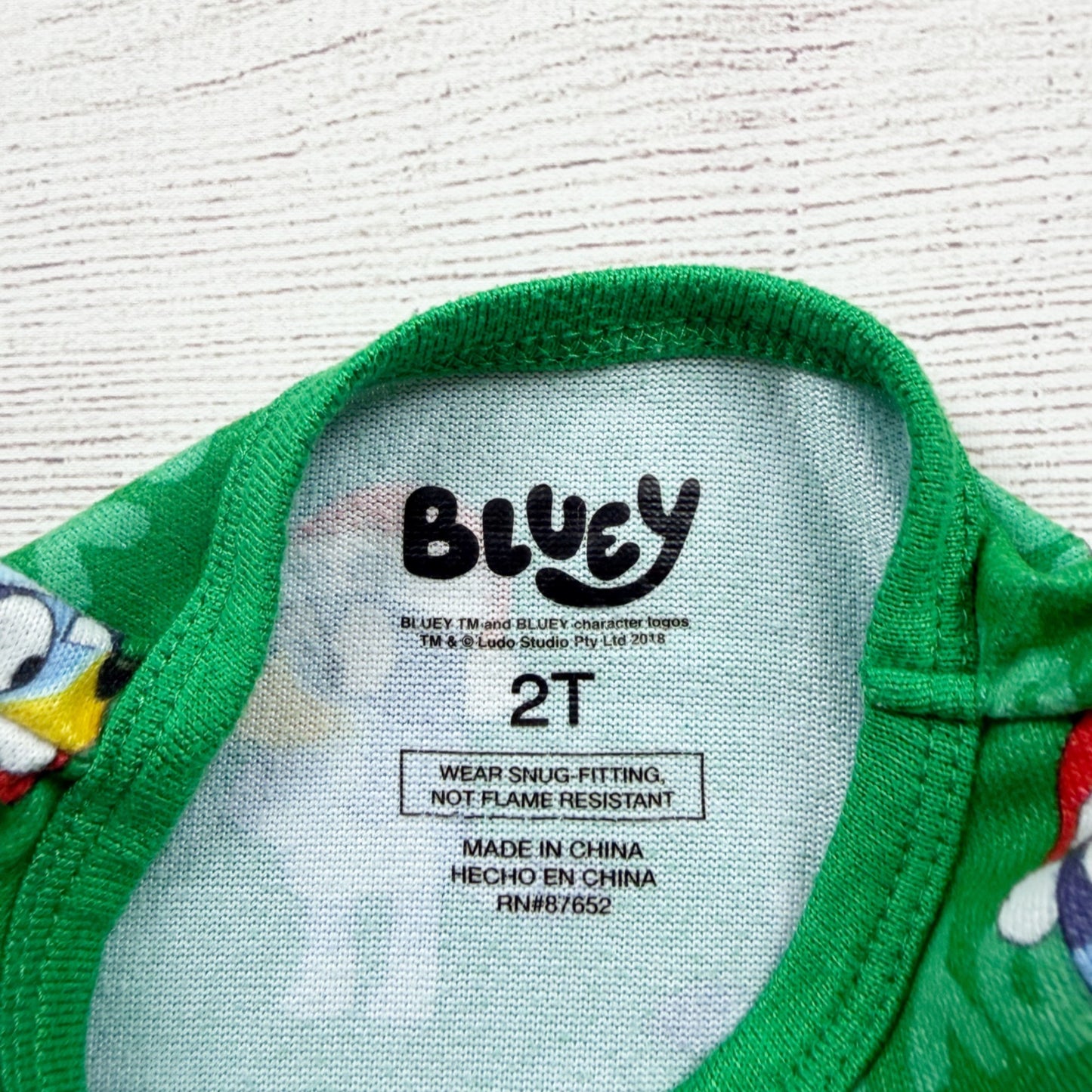 Bluey Green Toddler Holiday Pajama Set Long Sleeve 2 Piece 2T