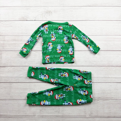 Bluey Green Toddler Holiday Pajama Set Long Sleeve 2 Piece 2T
