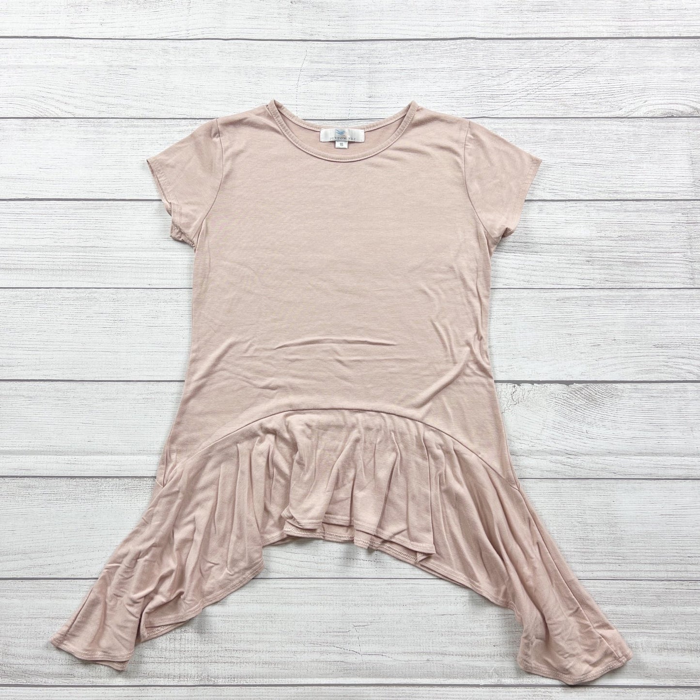 Peyton Bre Girls High Low Ruffle Hem Short Sleeve Pink Tunic Top 16