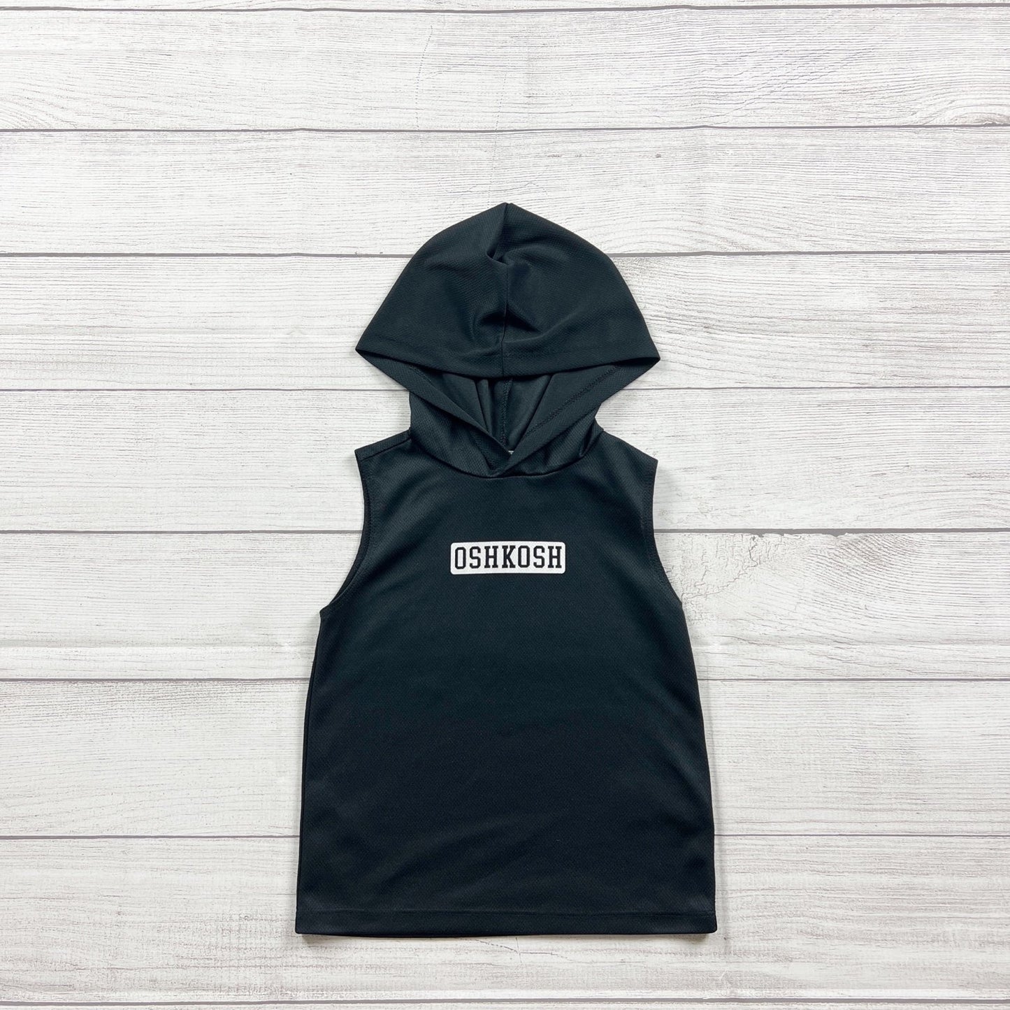 Oshkosh Boys Sleeveless Hooded Tank Black Lightweight Breathable 3T