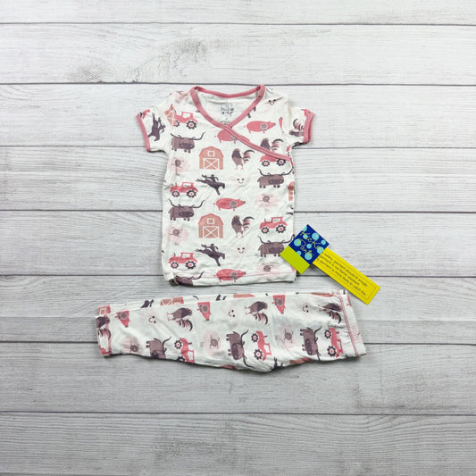 Kickee Pants Kids Pajama Set Farm Barn Animal Print Bamboo Viscose NWT 2T