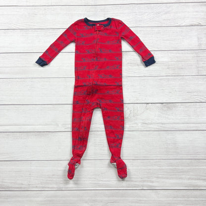 Koala Kids Red Footed Pajamas Gray Car Print Racecar 12-18 Months