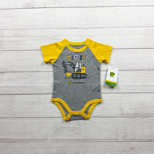 John Deere Baby Boys Dig It Excavator Short Sleeve Bodysuit NWT 6-9 Months