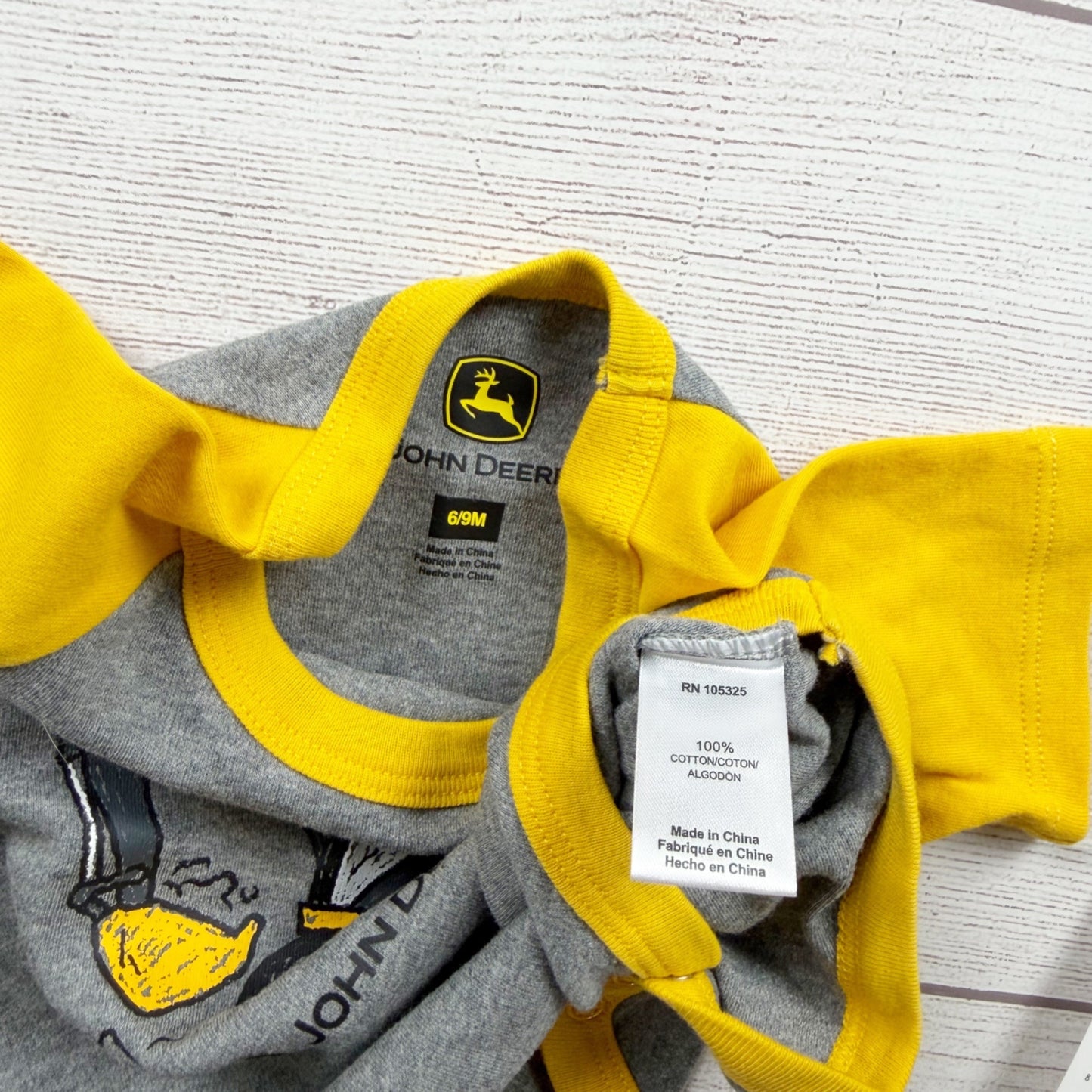 John Deere Baby Boys Dig It Excavator Short Sleeve Bodysuit NWT 6-9 Months