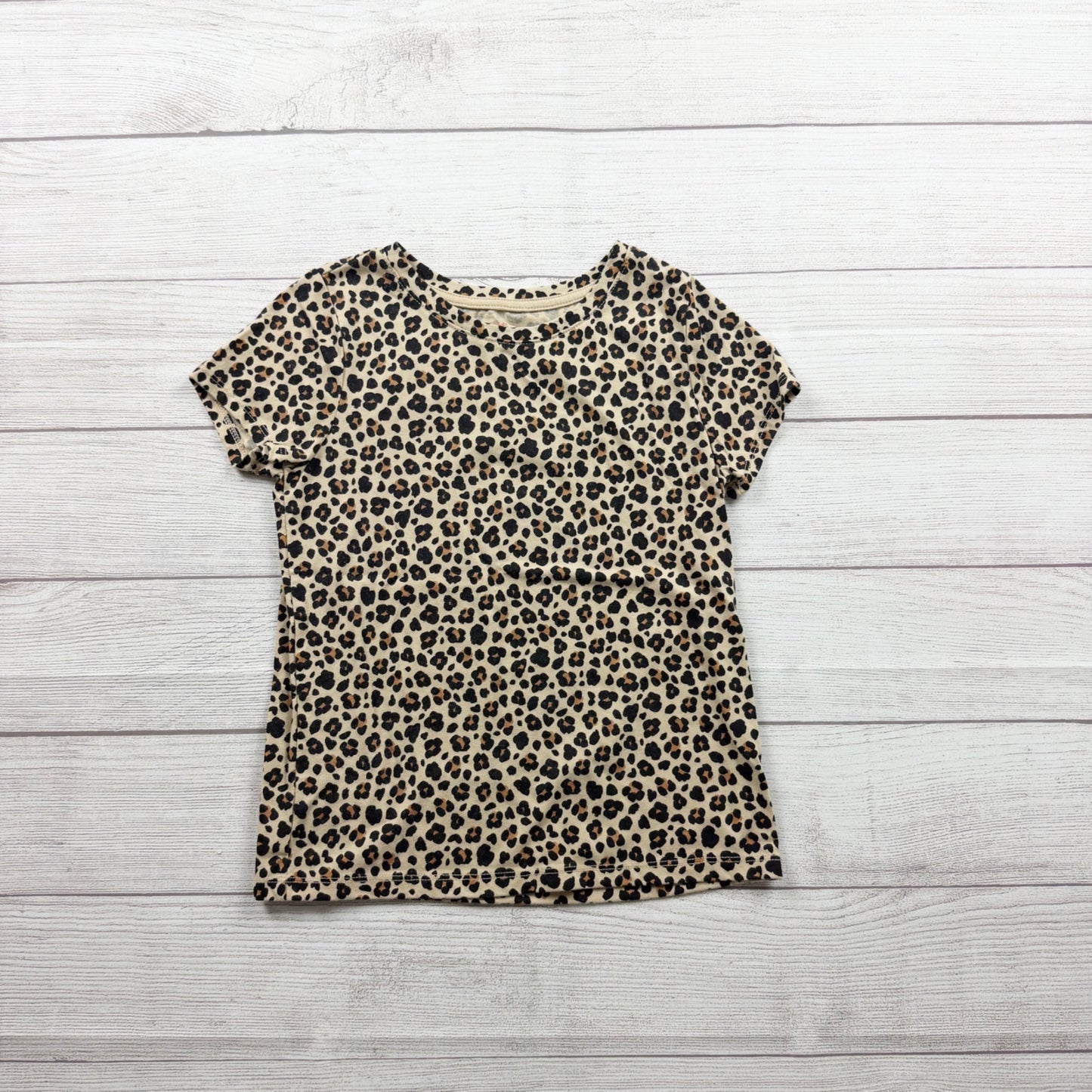Cat & Jack Girls Leopard Print Short Sleeve Shirt M 8