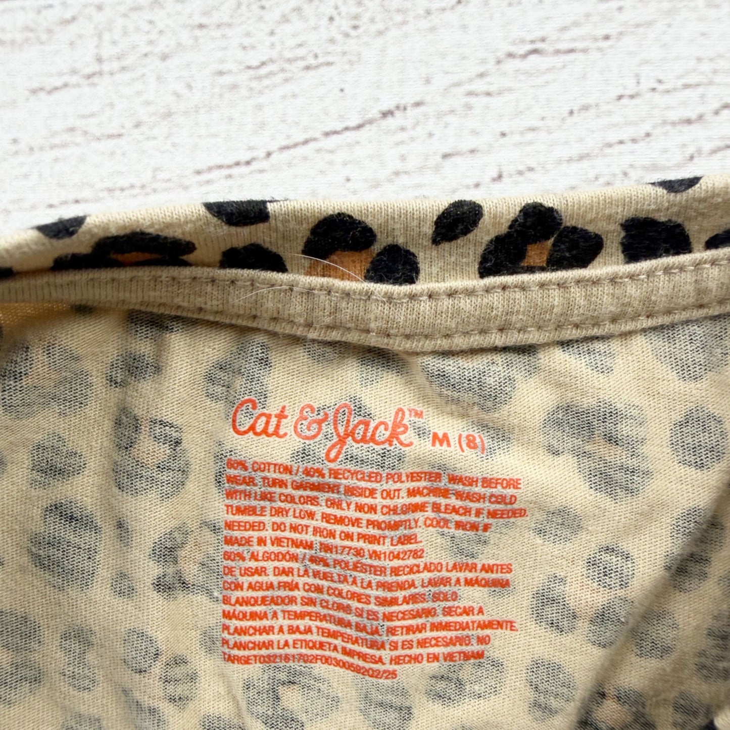 Cat & Jack Girls Leopard Print Short Sleeve Shirt M 8