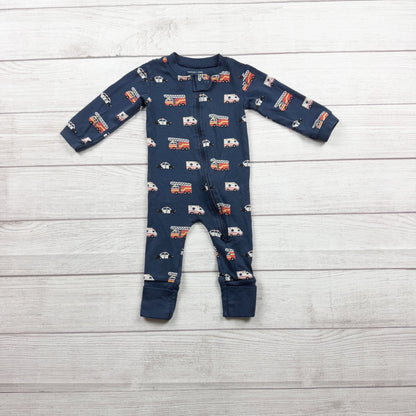 Monica + Andy Organic Cotton Baby Footed Pajamas Fire Truck Print 3-6 Months