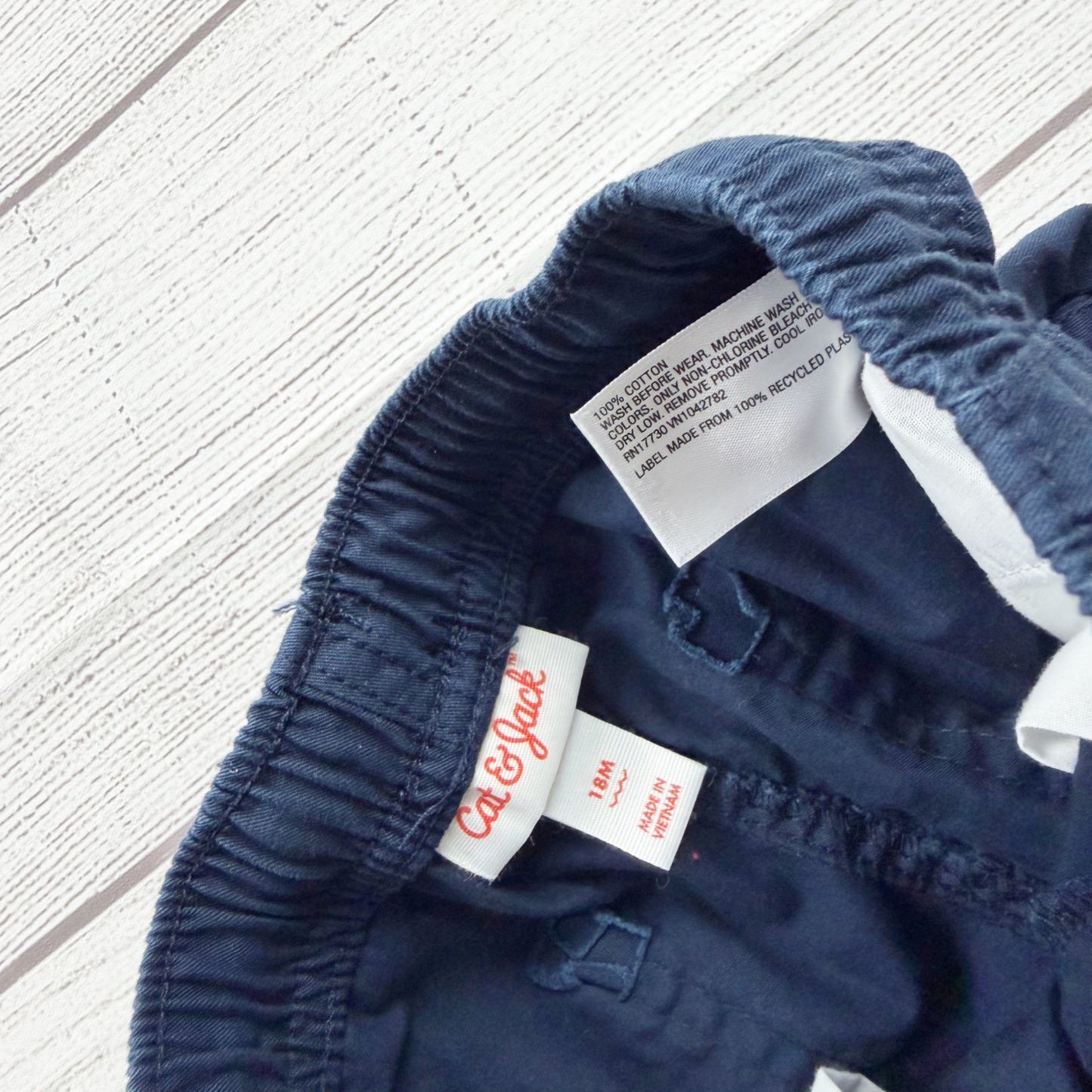 Cat & Jack Boys Navy Cotton Pull On Shorts Elastic Waist Pockets 12-18 Months